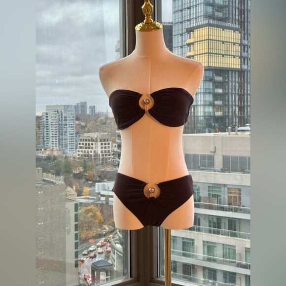 🆕 CHRISTOPHER ESBER 🧿 NWOT Brown Orbit Bikini Set - Sz US 4 / UK 8 - Picture 3 of 15